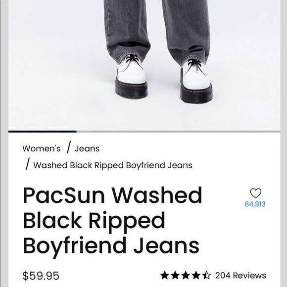 Black/Grey Pacsun Boyfriend Ripped Jeans - Picture 3 of 3